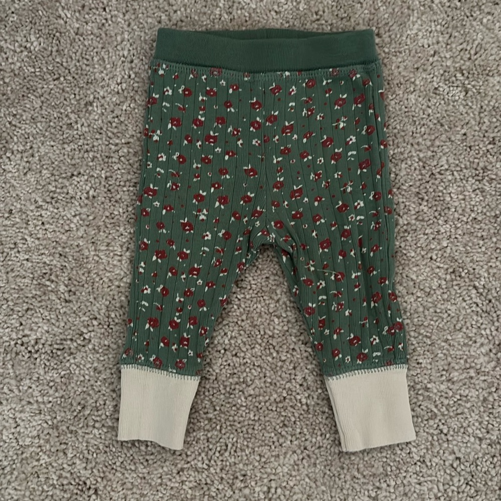 Green Floral Kids Leggings